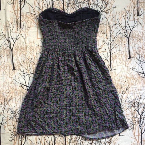 Multicolor Print Strapless Sun Dress with Pockets! - Picture 3 of 7